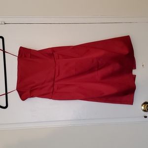 Express satin red strapless mini dress